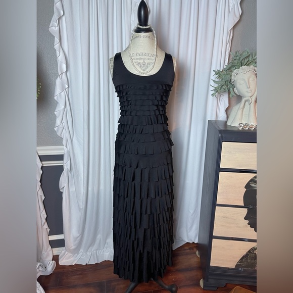 Dresses & Skirts - Isle Apparel of Turkey Black Maxi Ruffled Dress Size Small